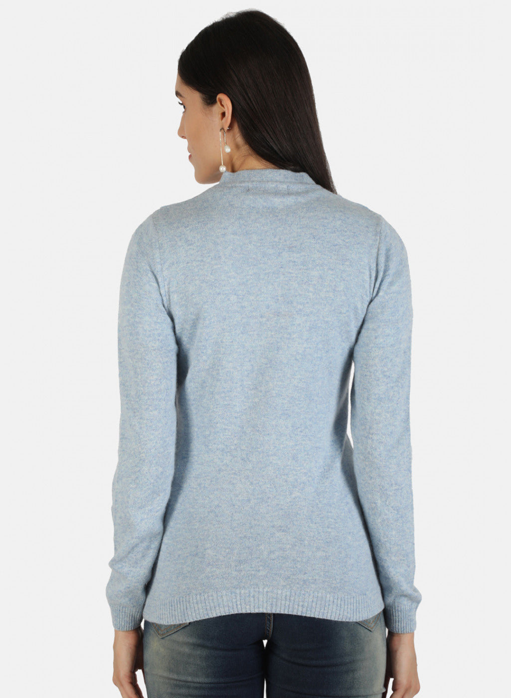 Women Blue Self Cardigan