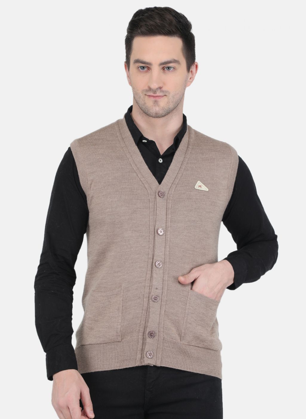 Men Brown Solid Cardigan