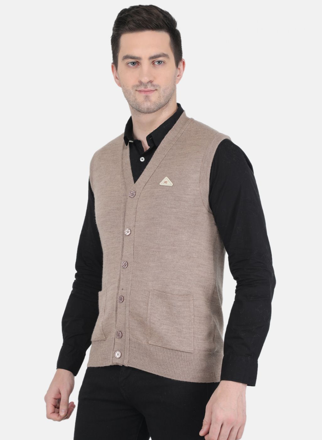 Men Brown Solid Cardigan