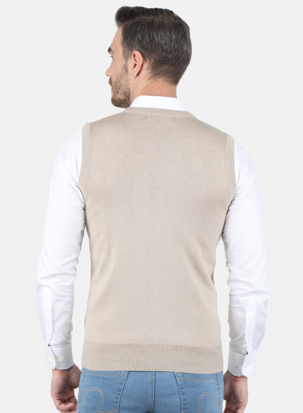 Men Beige Solid Sweater