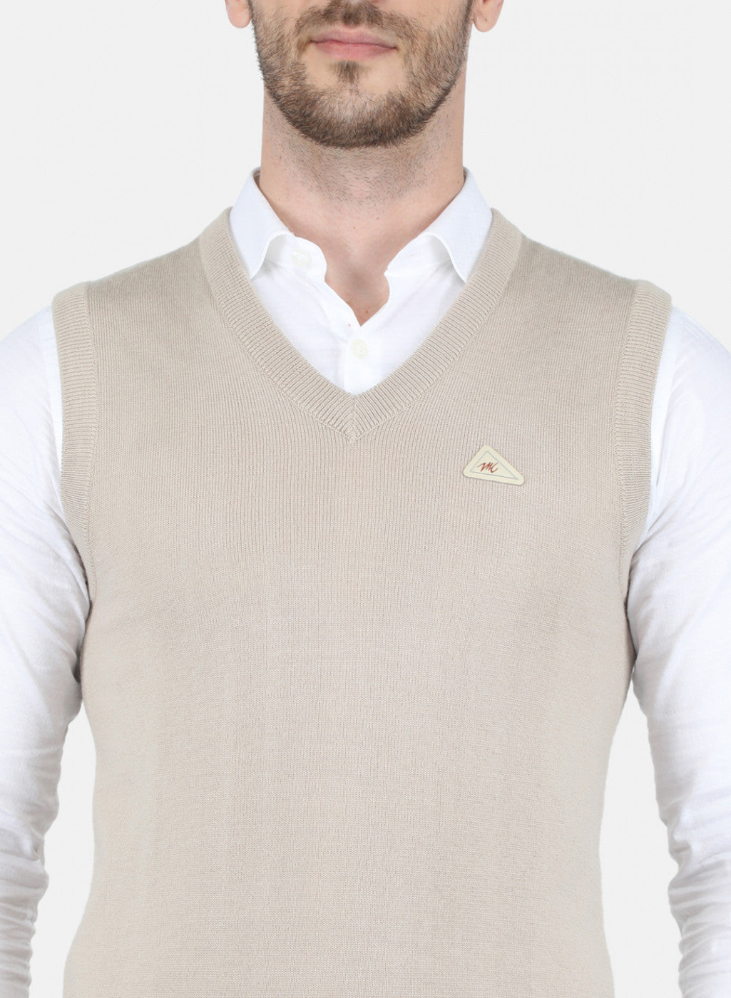 Men Beige Solid Sweater