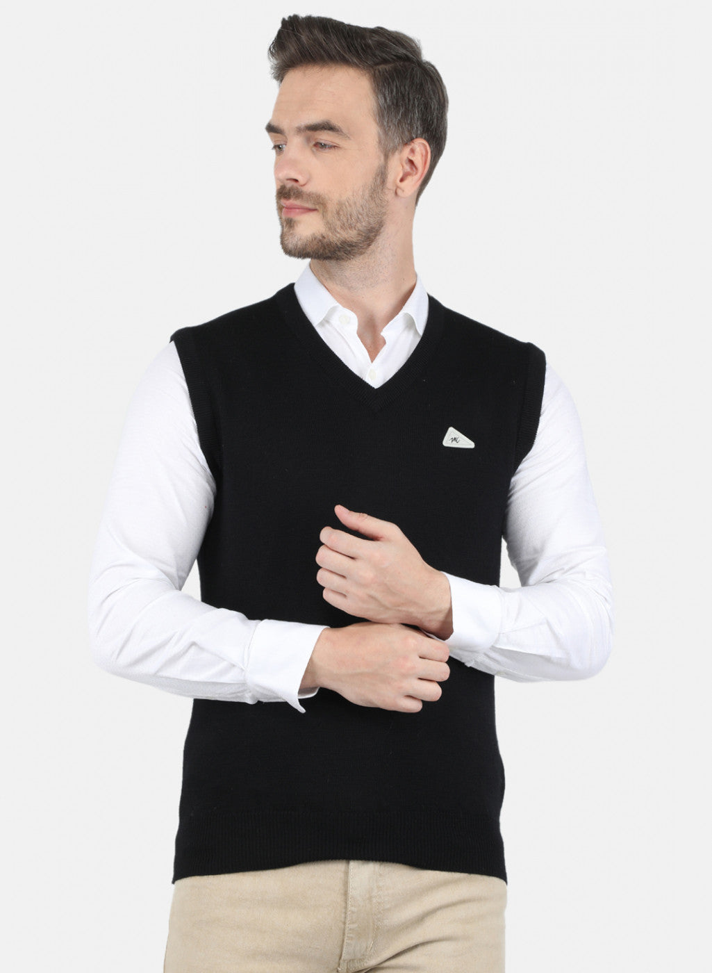 Men Black Solid Sweater