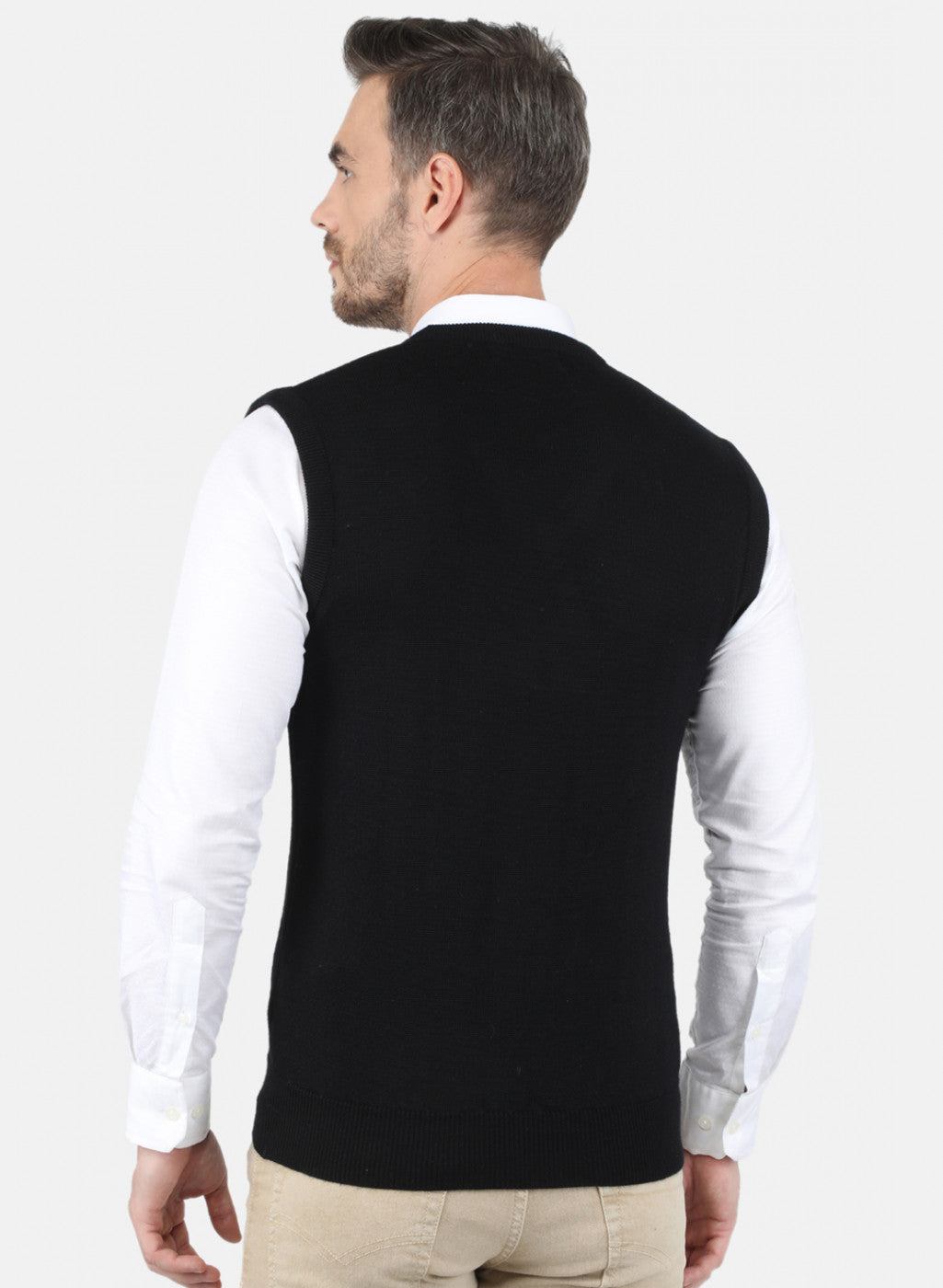 Men Black Solid Sweater