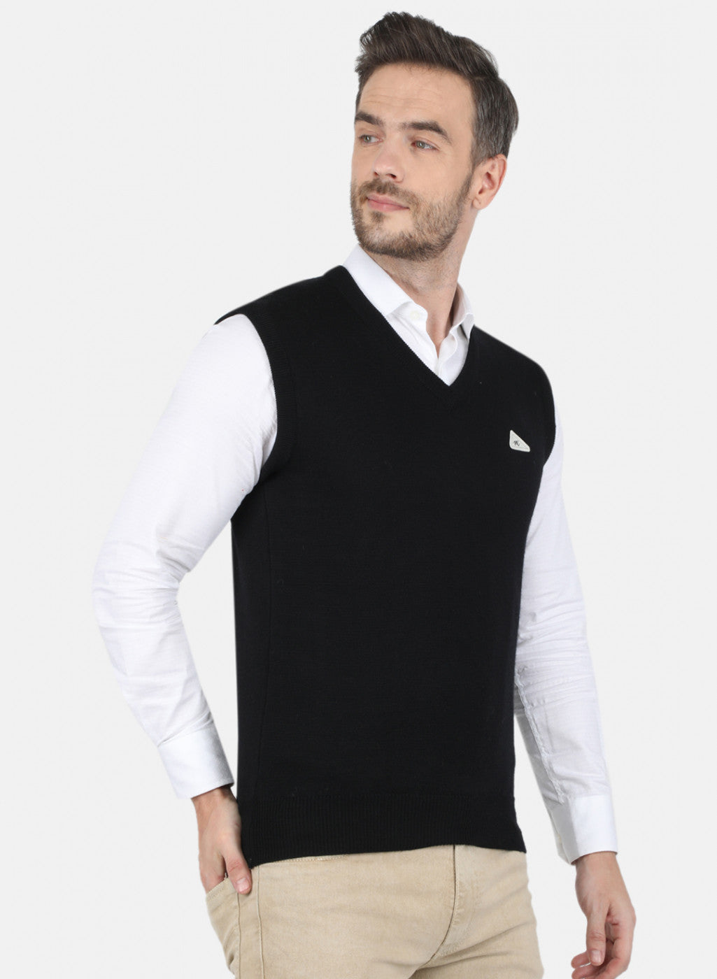 Men Black Solid Sweater