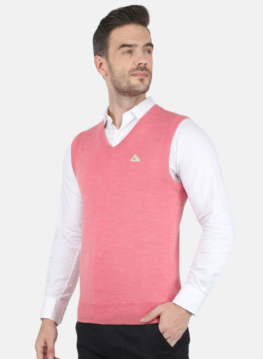 Men Pink Solid Sweater