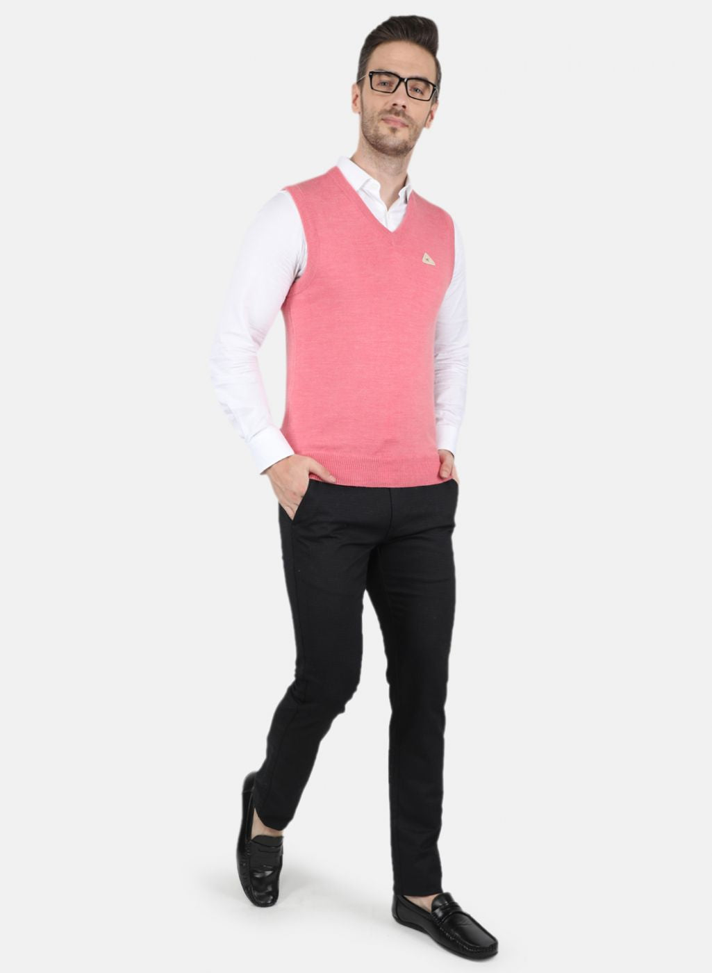 Men Pink Solid Sweater