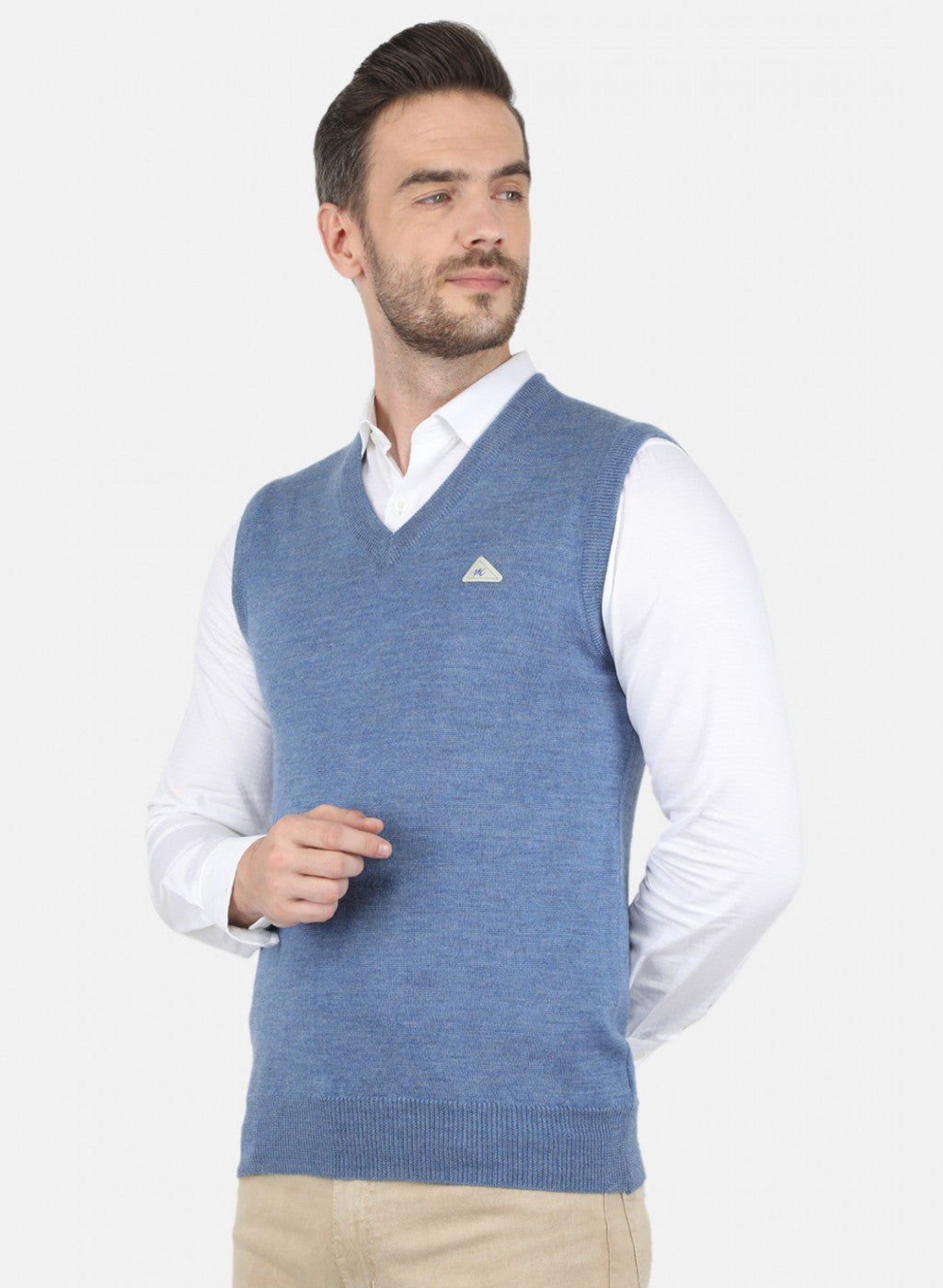 Men Blue Solid Sweater