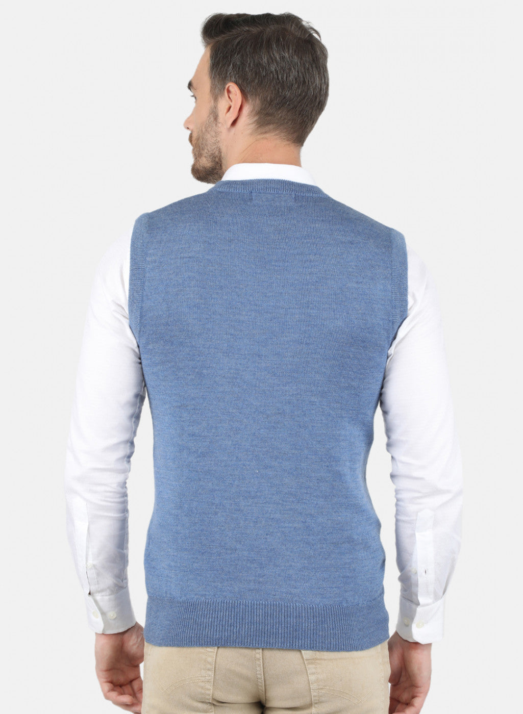 Men Blue Solid Sweater