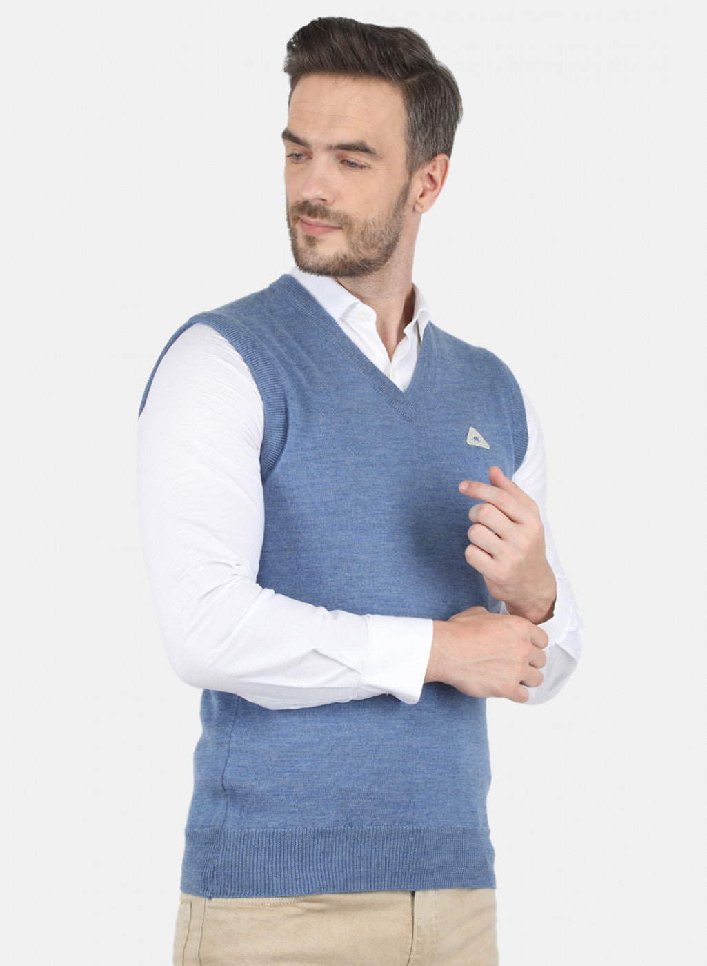 Men Blue Solid Sweater