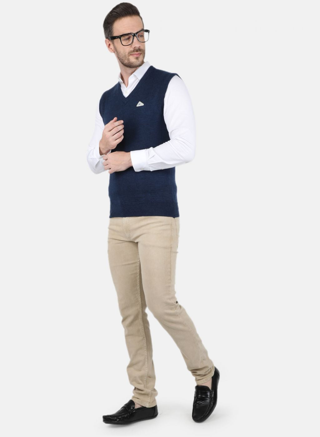 Men NAvy Blue Solid Sweater