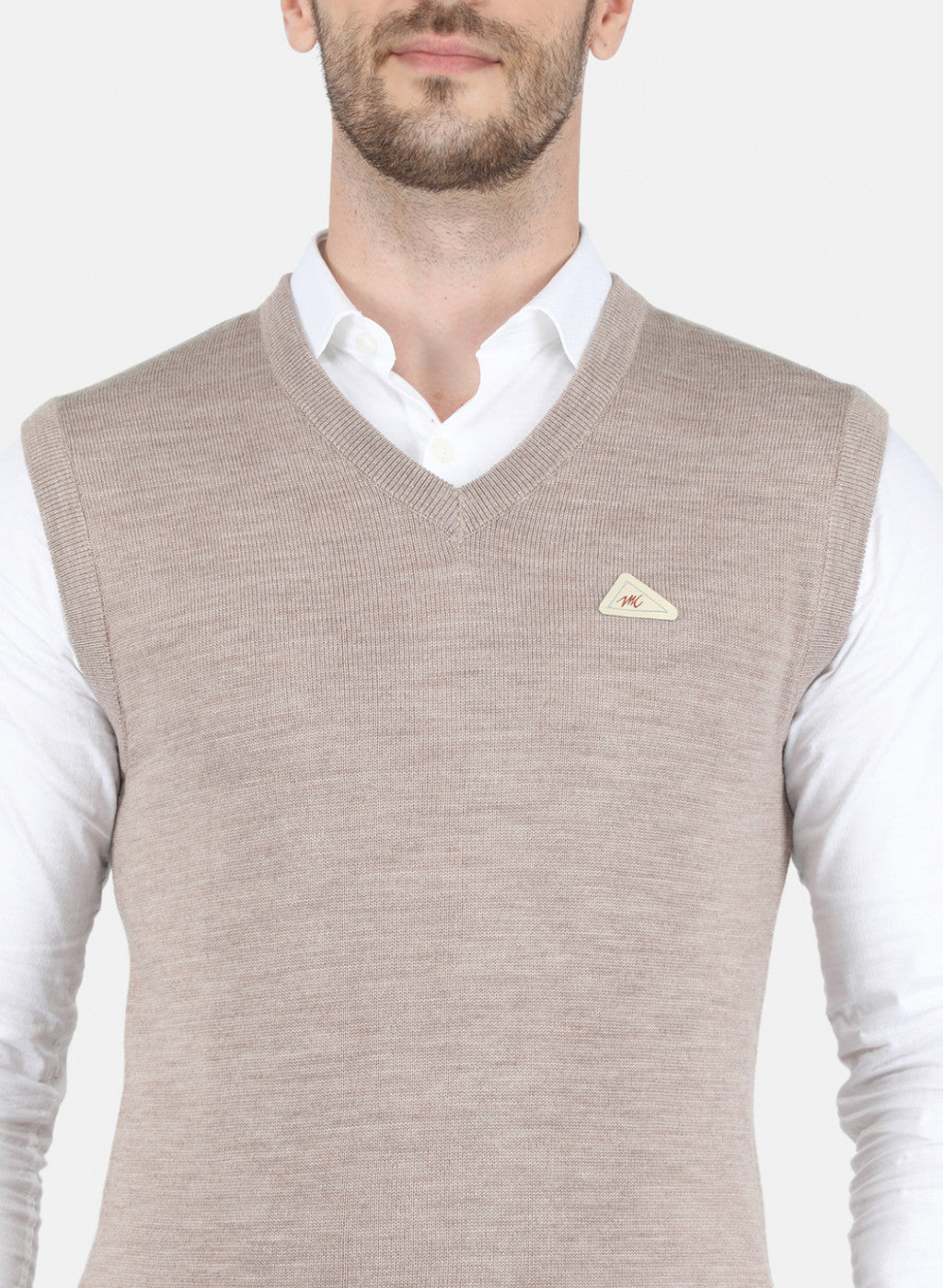 Men Beige Solid Sweater