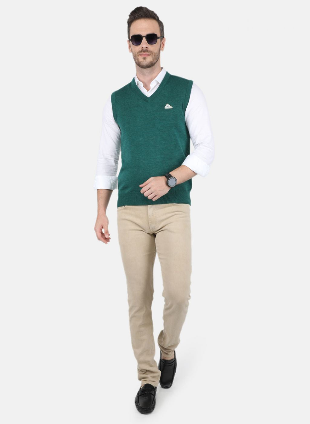 Men Green Solid Sweater