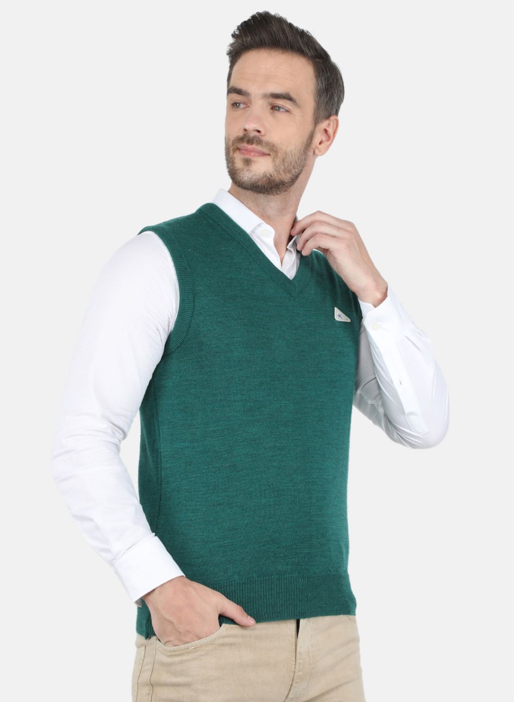 Men Green Solid Sweater