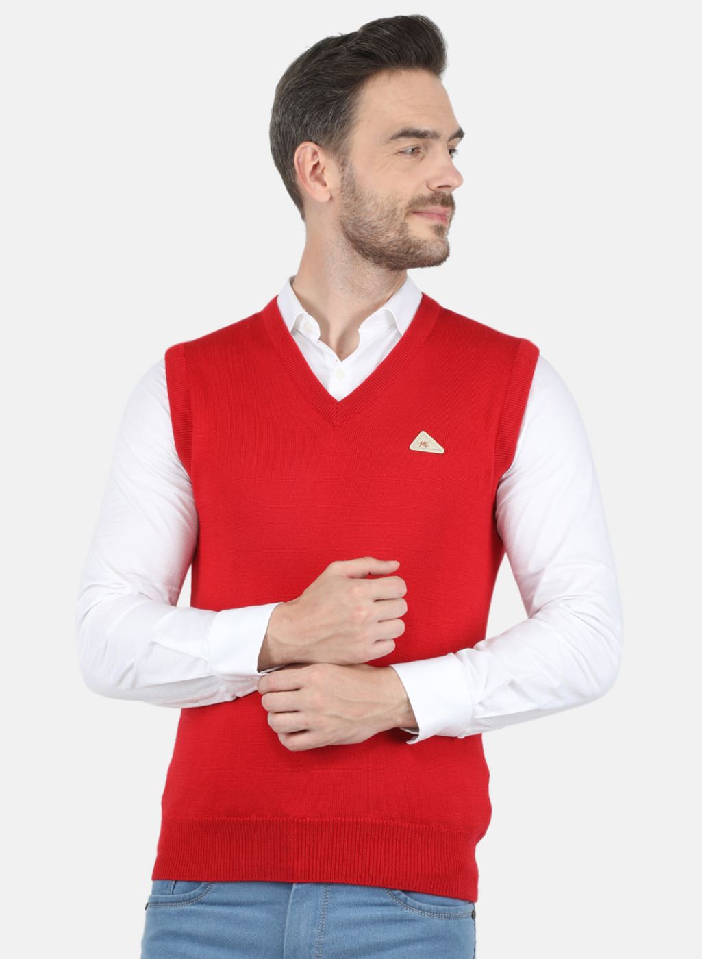 Men Red Solid Sweater