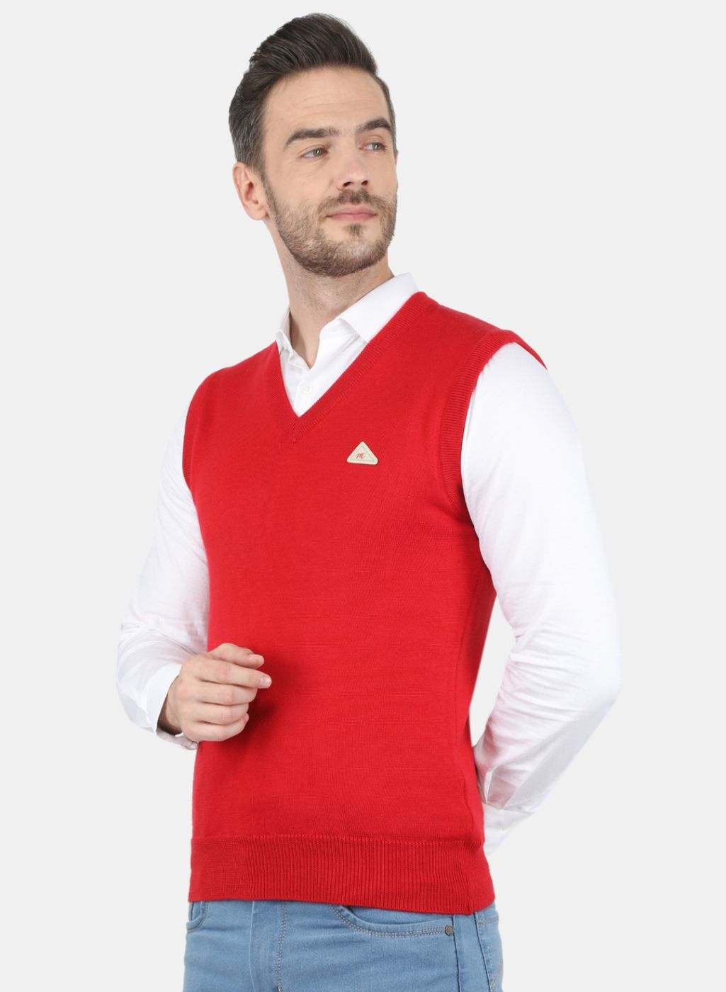 Men Red Solid Sweater