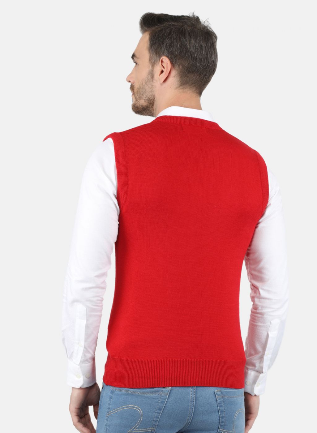 Men Red Solid Sweater