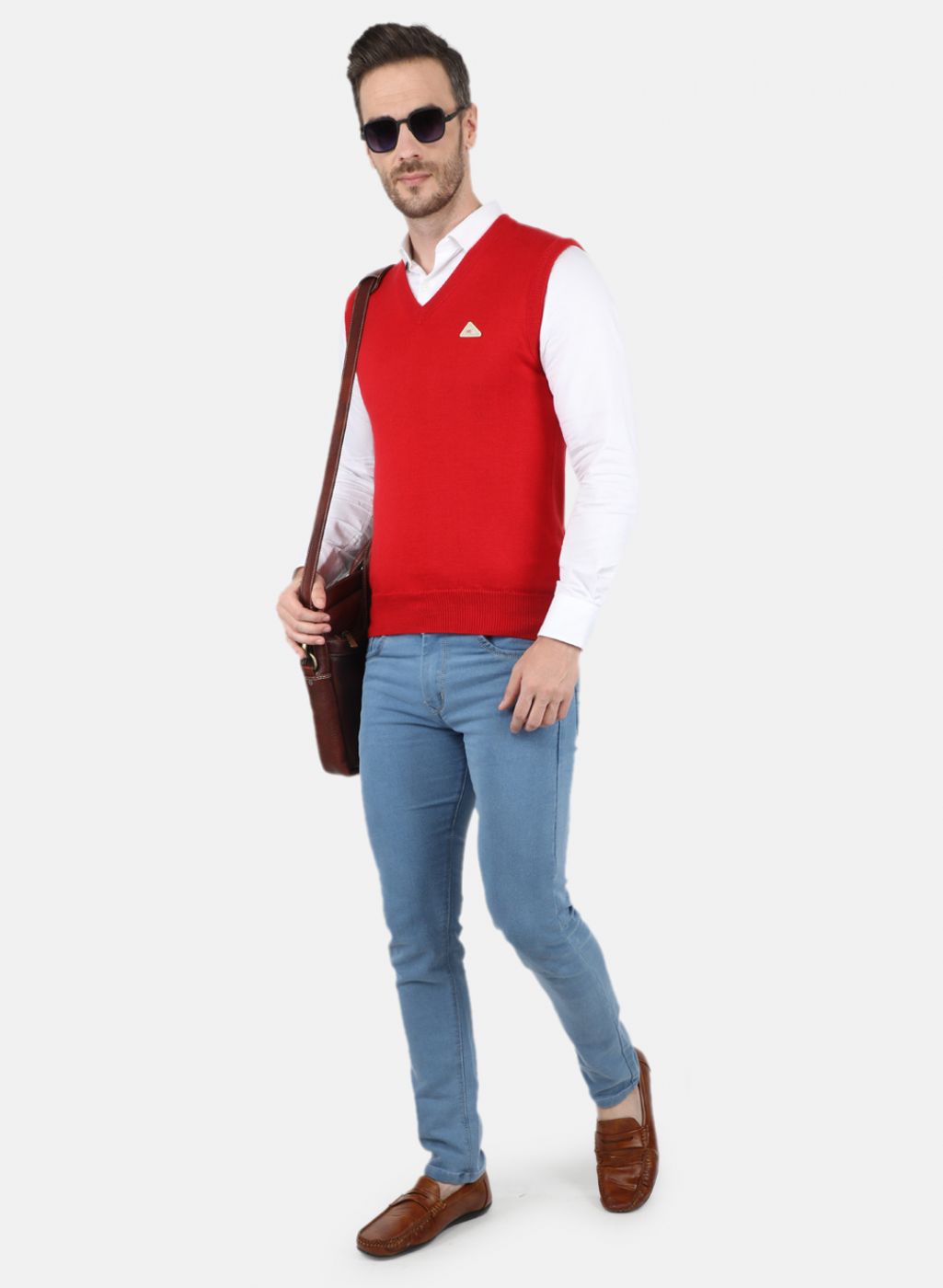 Men Red Solid Sweater