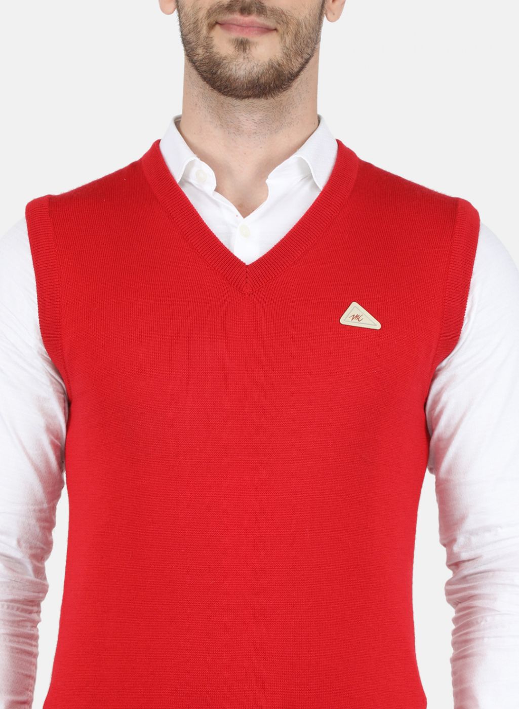 Men Red Solid Sweater