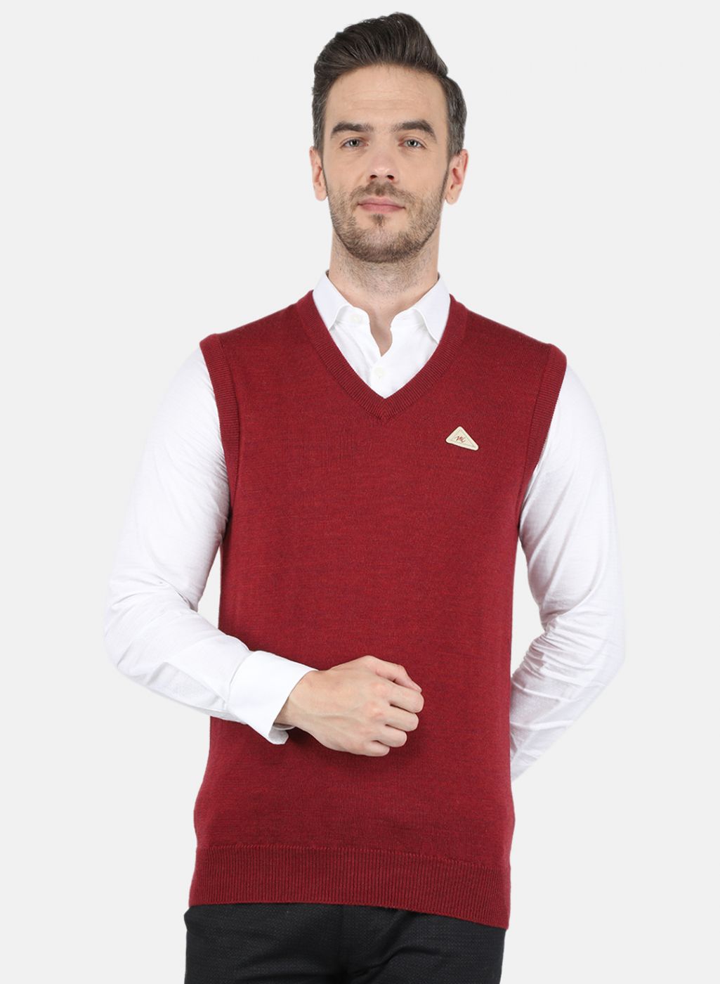 Men Maroon Solid Sweater