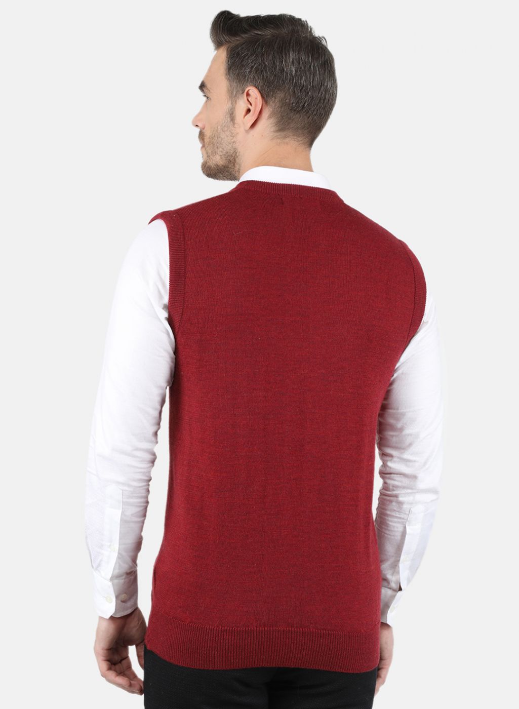 Men Maroon Solid Sweater