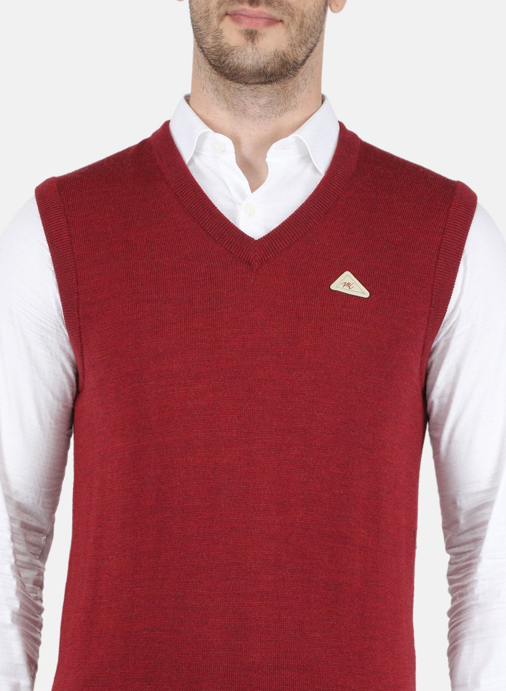 Men Maroon Solid Sweater