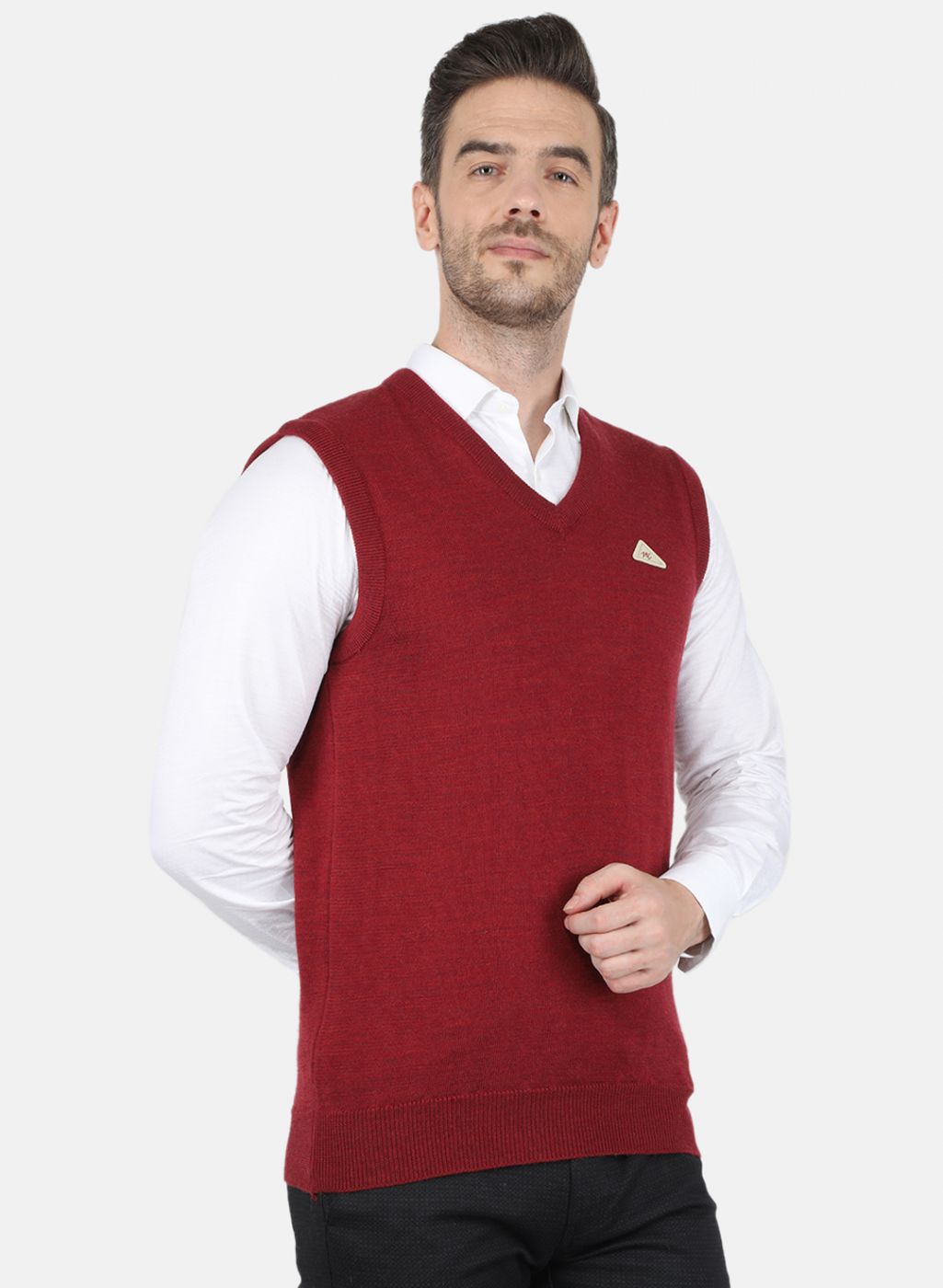 Men Maroon Solid Sweater