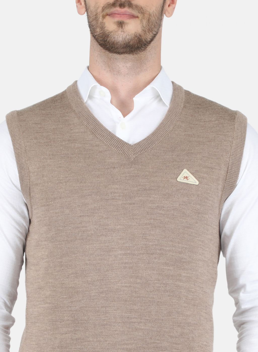 Men Beige Solid Sweater