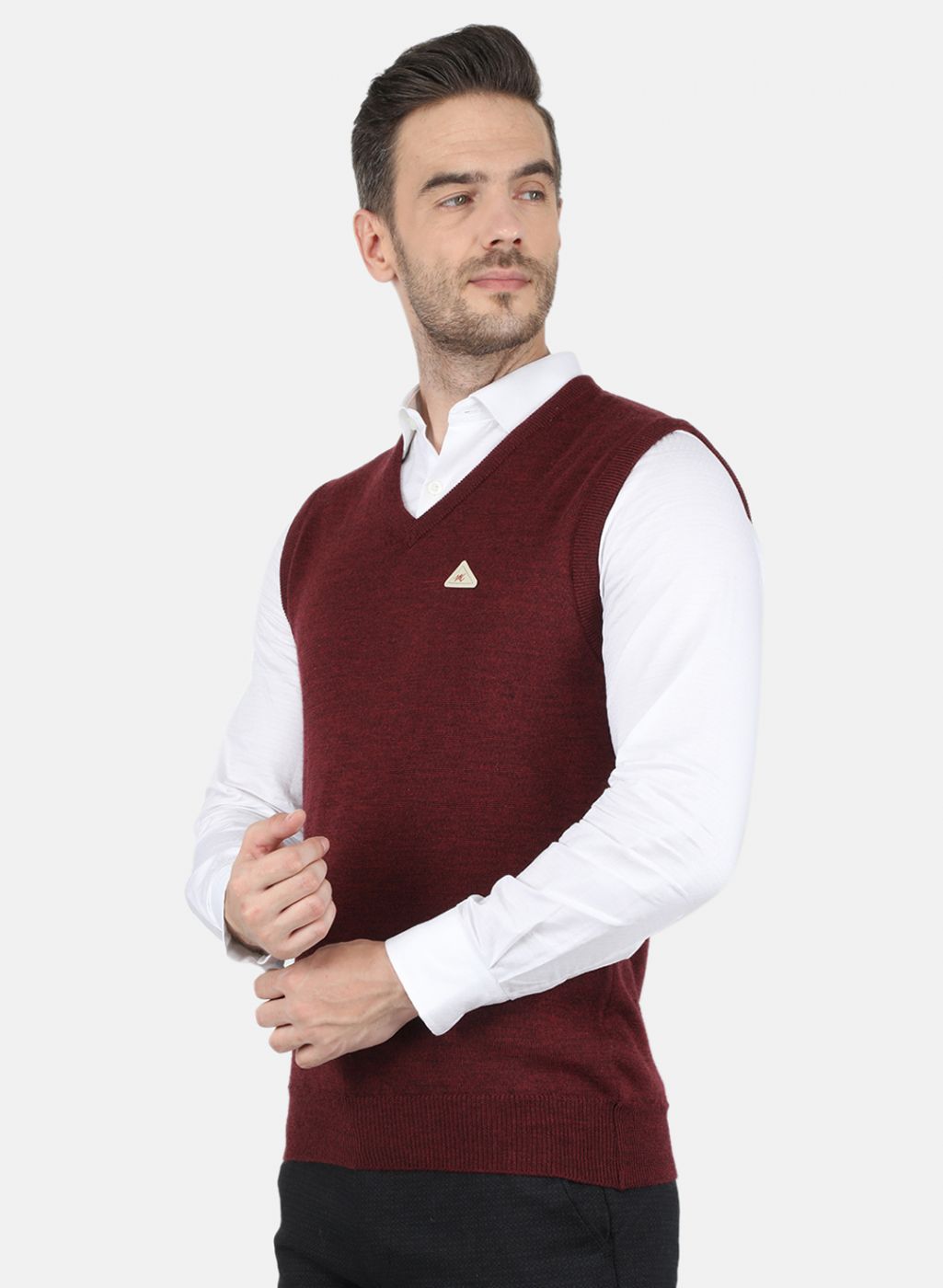 Men Maroon Solid Sweater