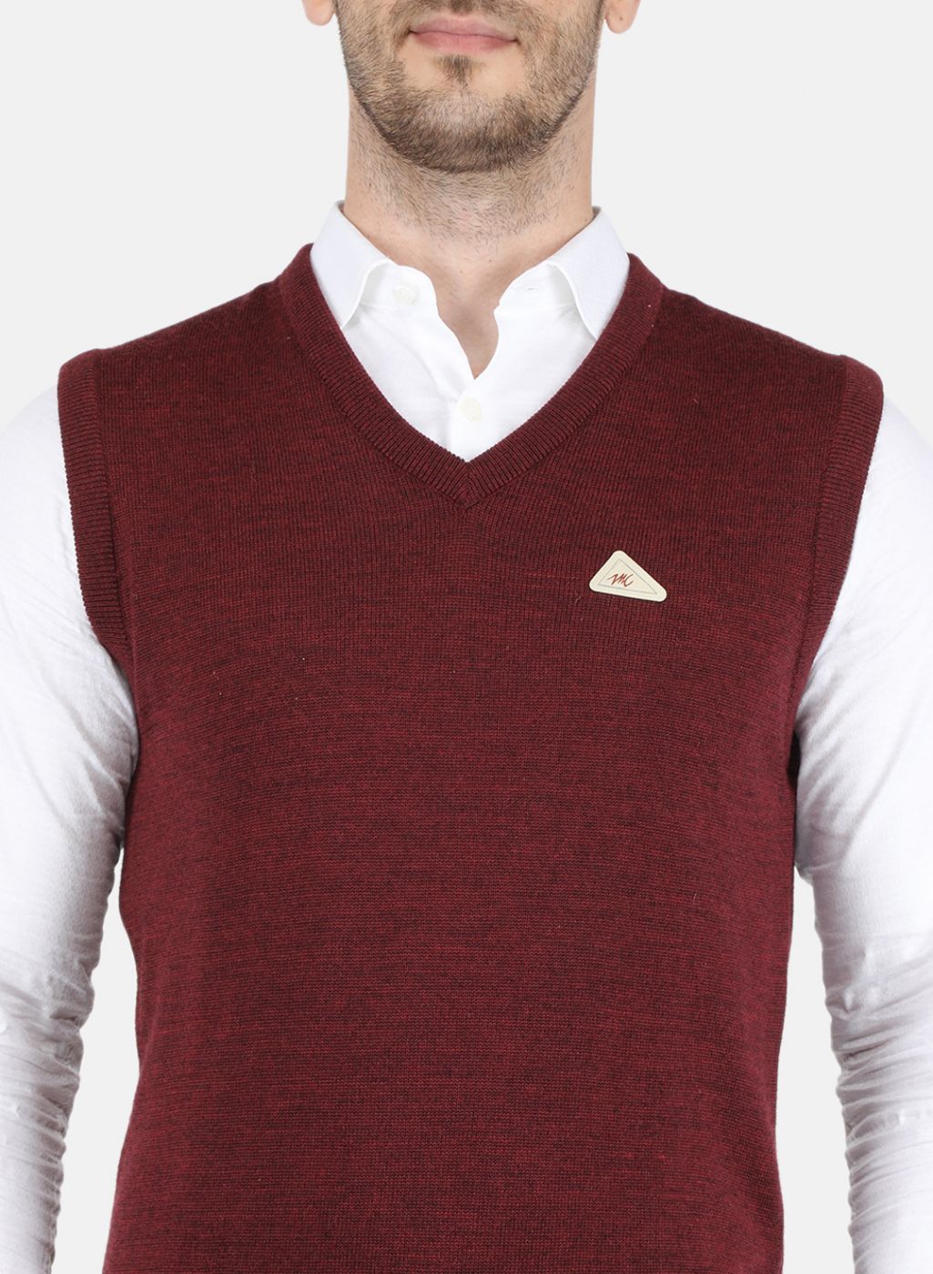 Men Maroon Solid Sweater