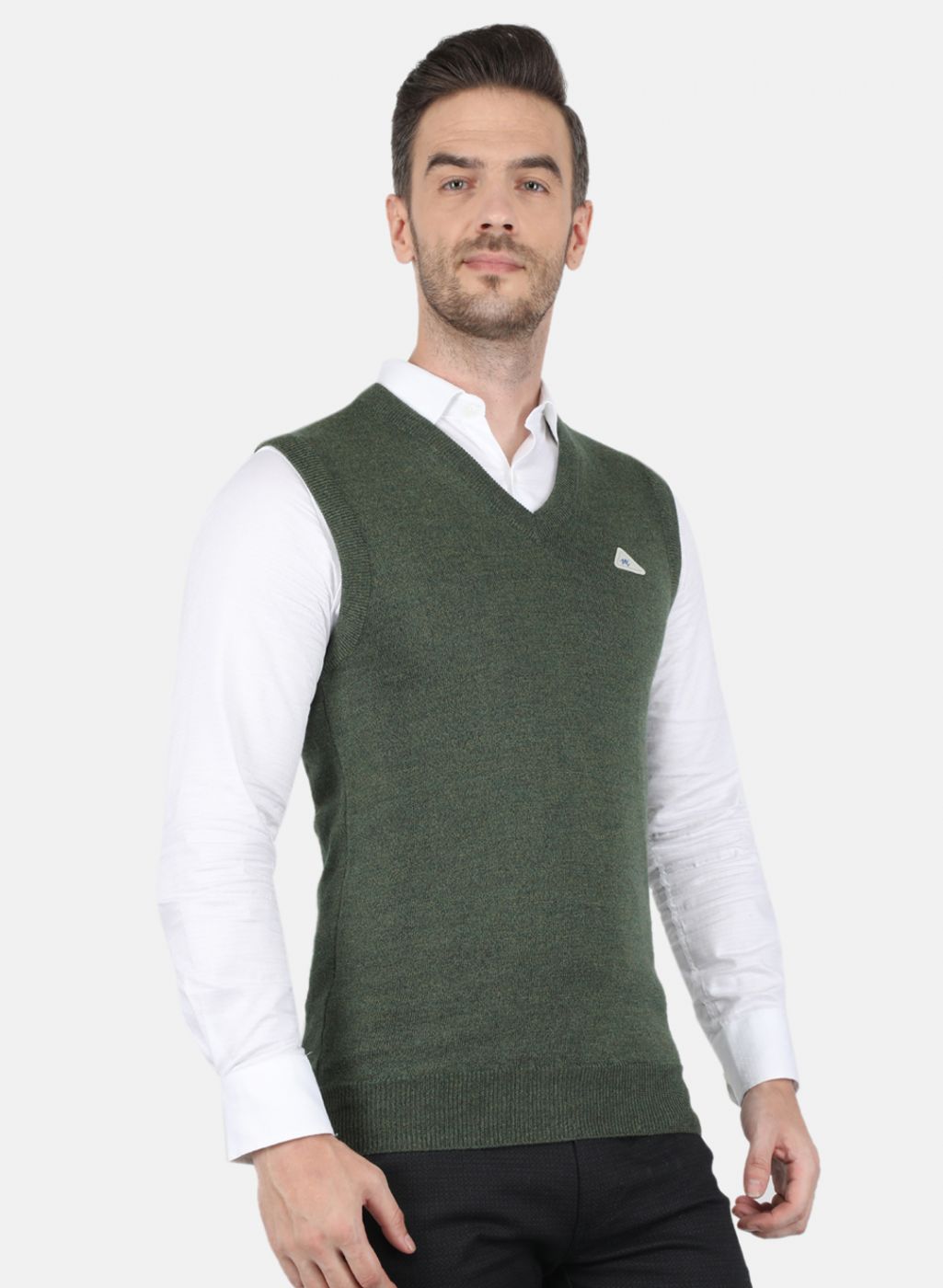 Men Olive Solid Sweater