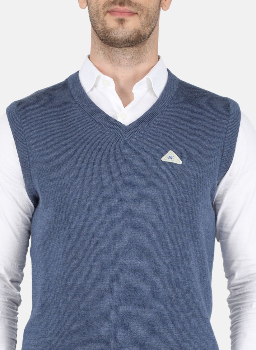 Men Blue Solid Sweater