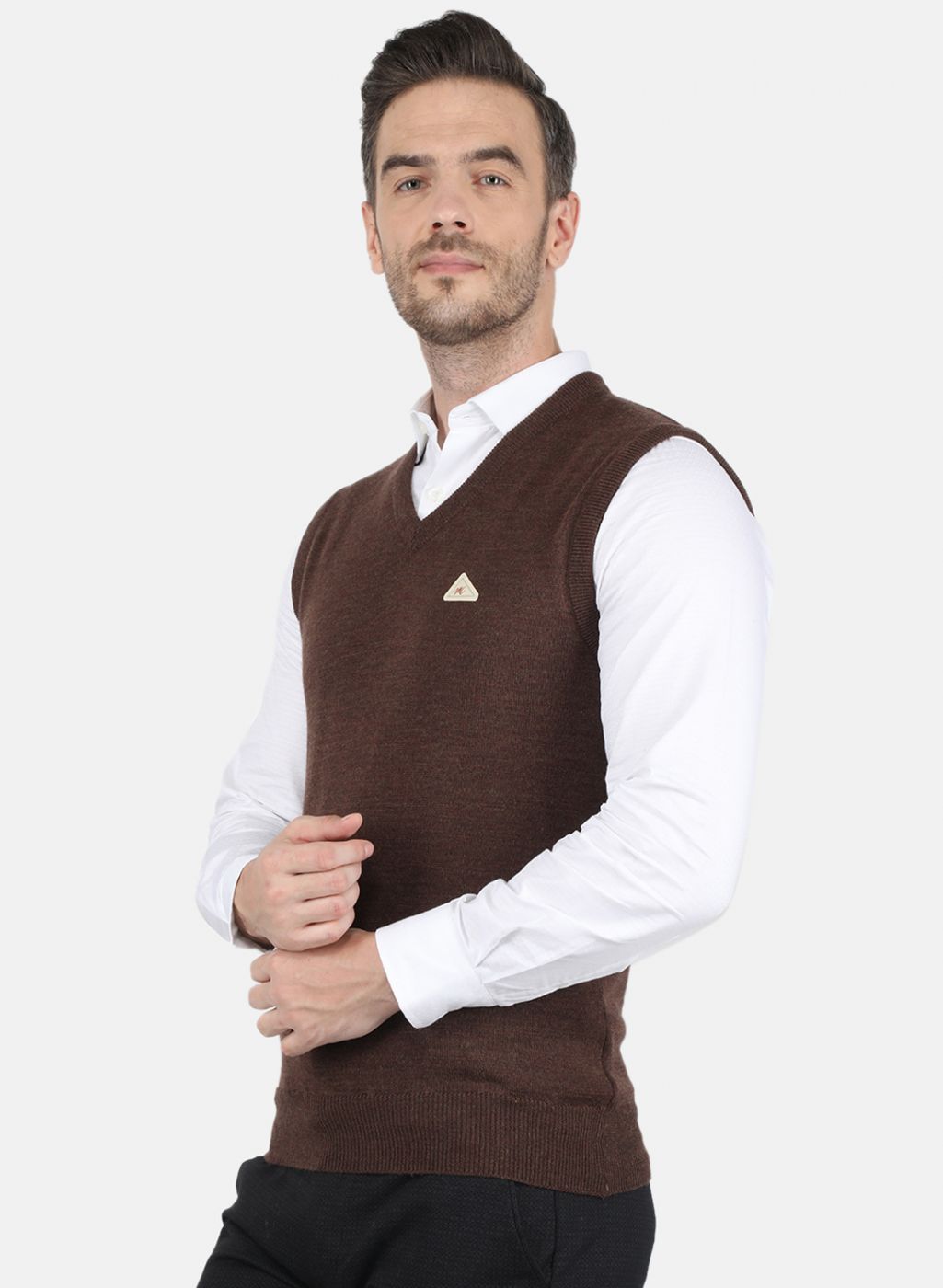 Men Brown Solid Sweater