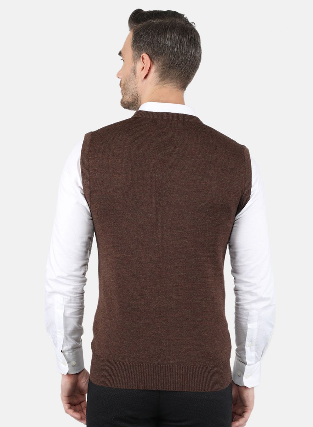 Men Brown Solid Sweater