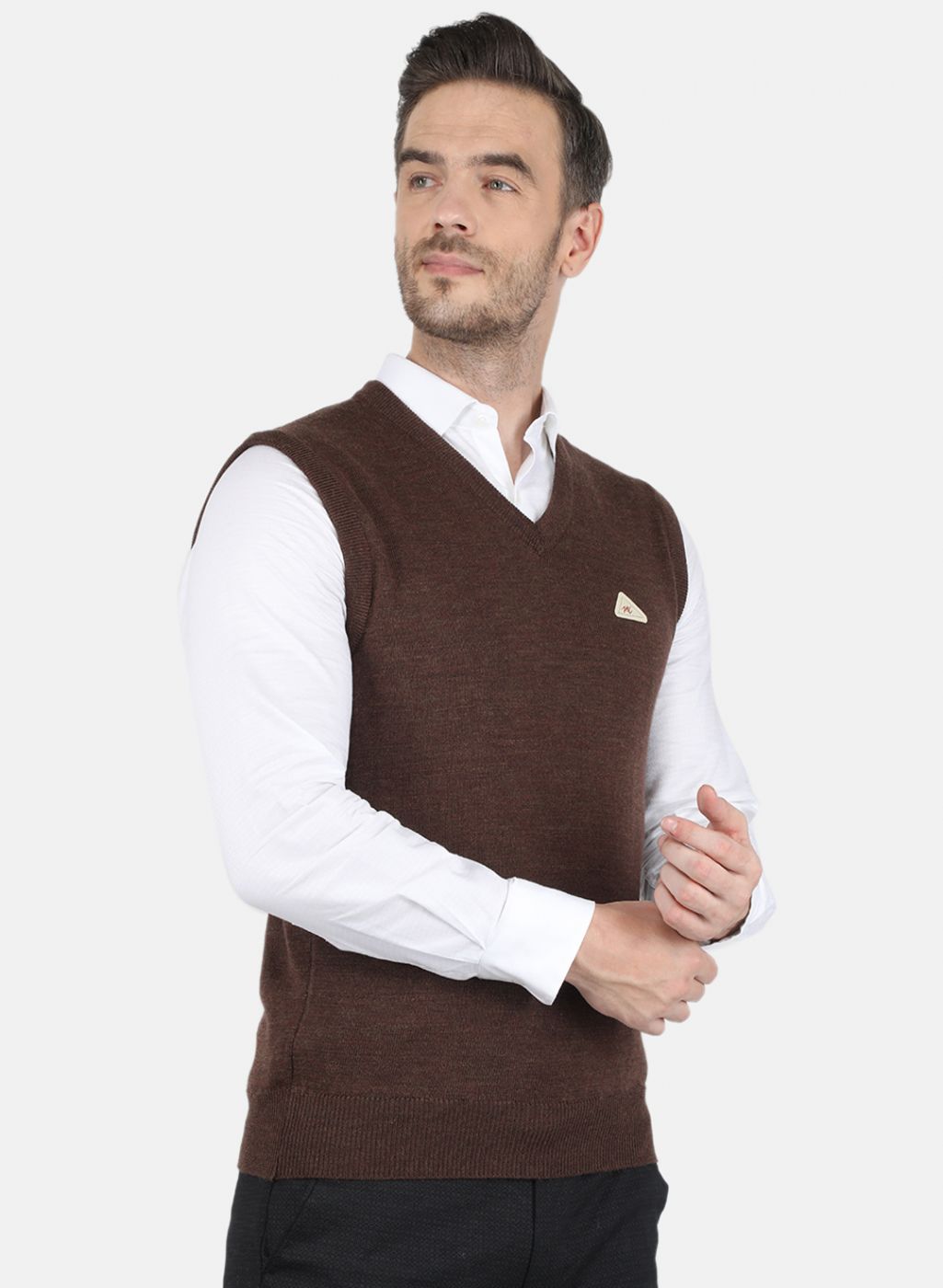 Men Brown Solid Sweater