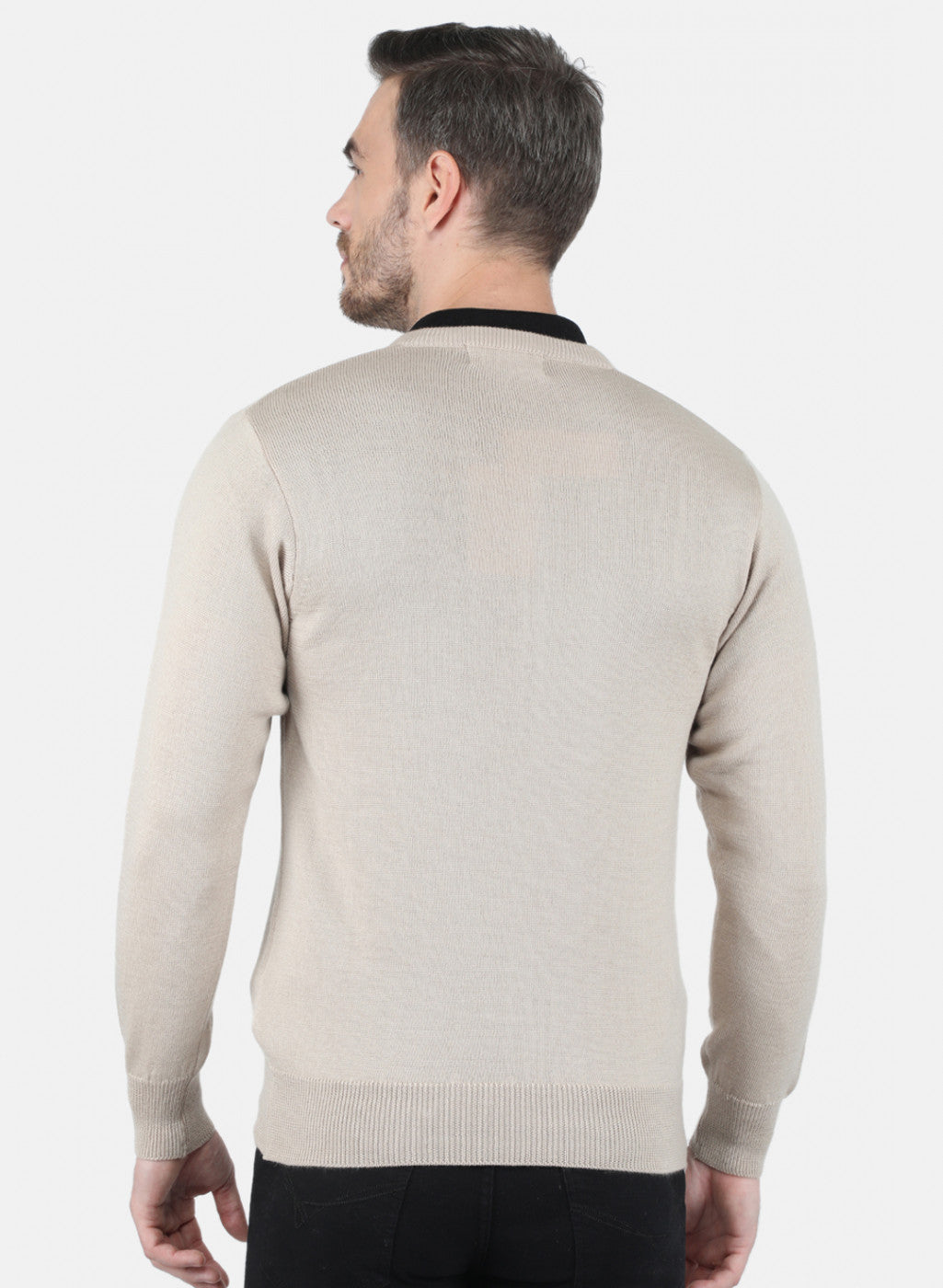 Men Beige Solid Pullover