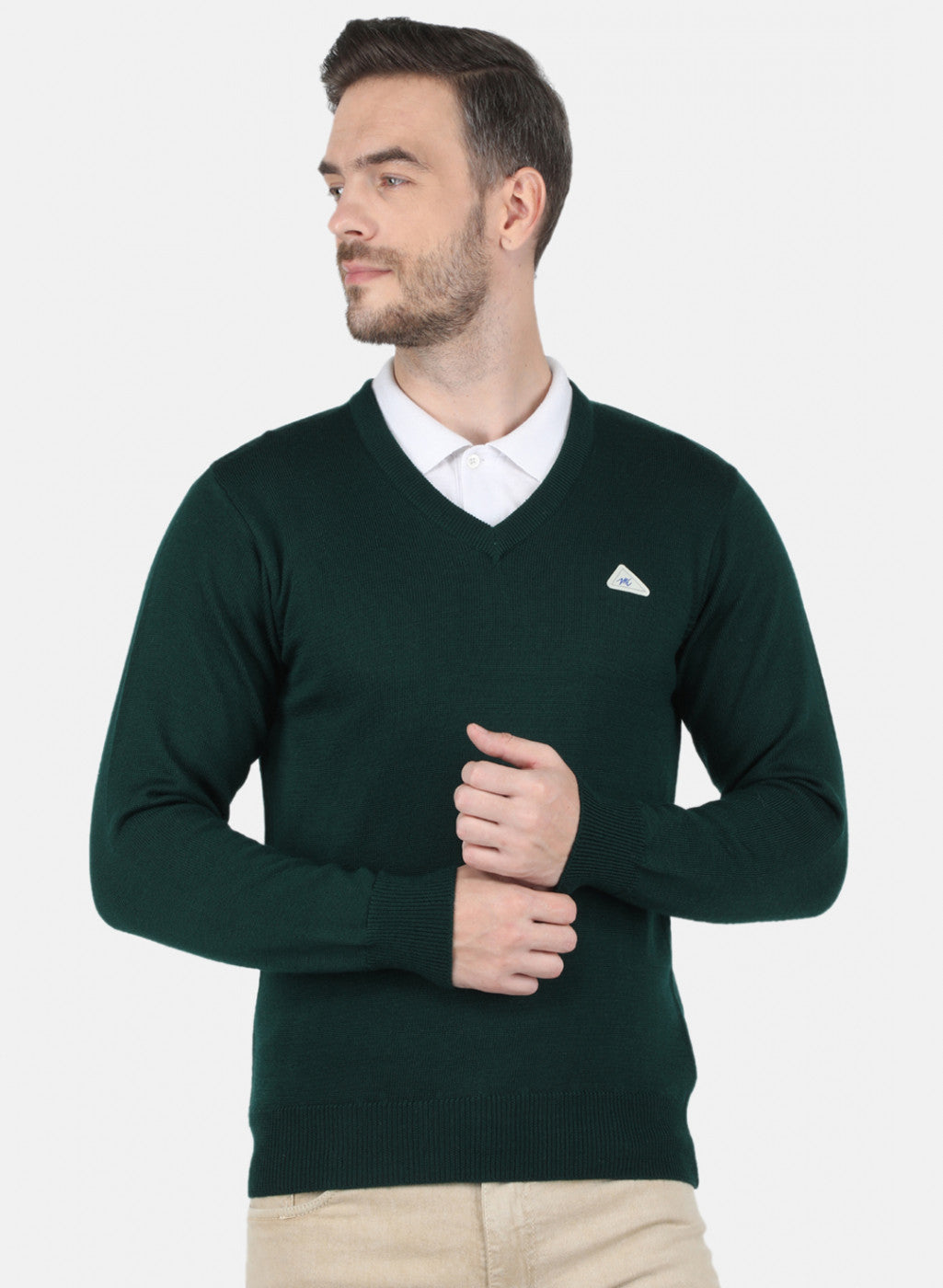 Men Green Solid Pullover