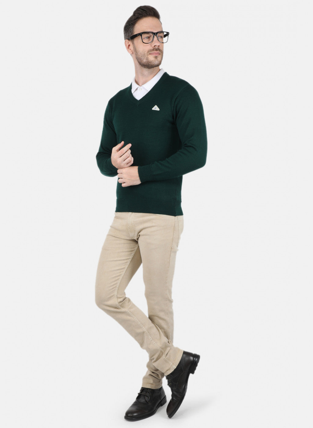 Men Green Solid Pullover