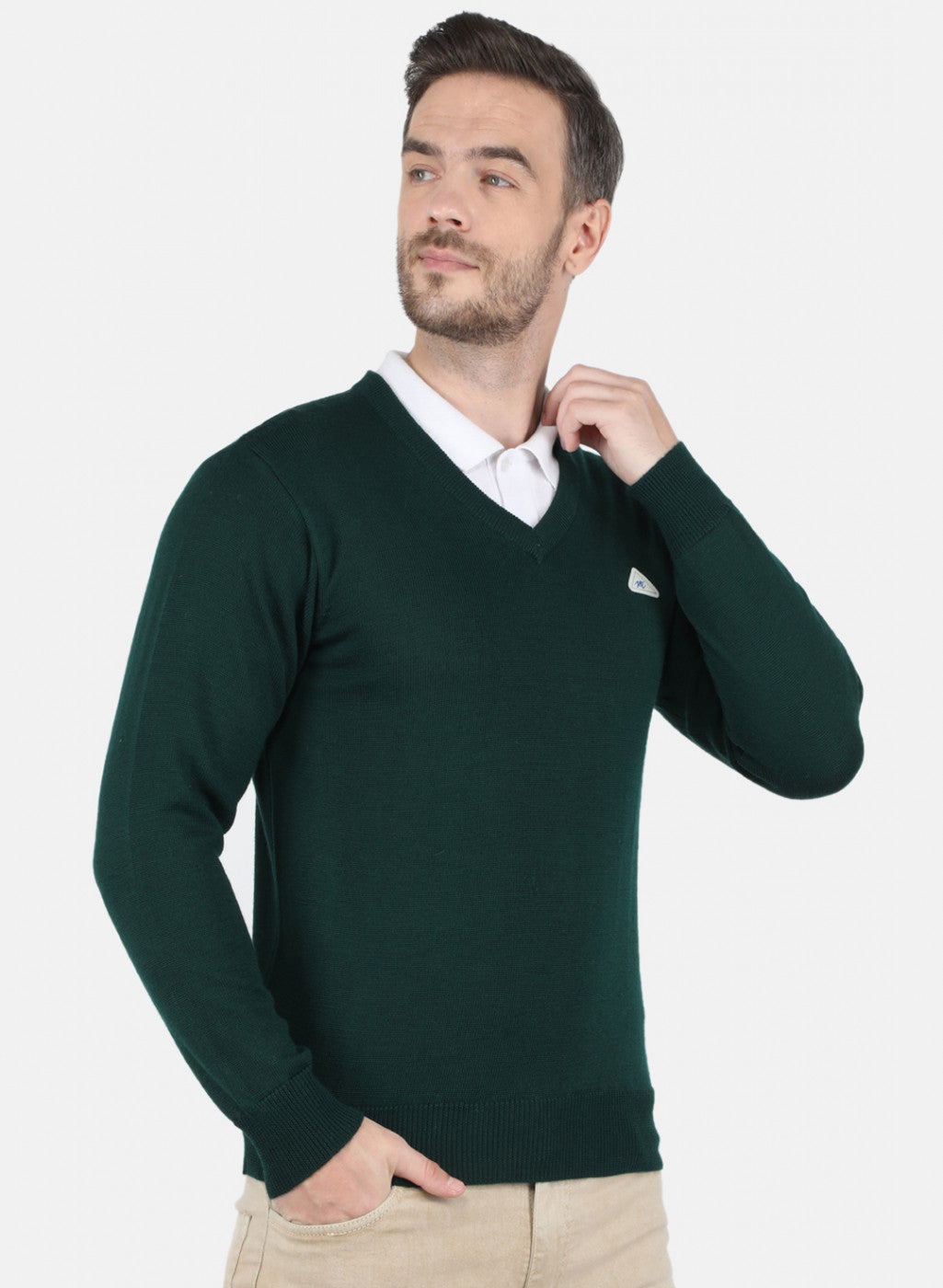 Men Green Solid Pullover