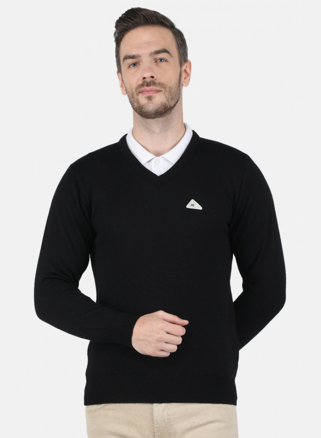 Men Black Solid Pullover