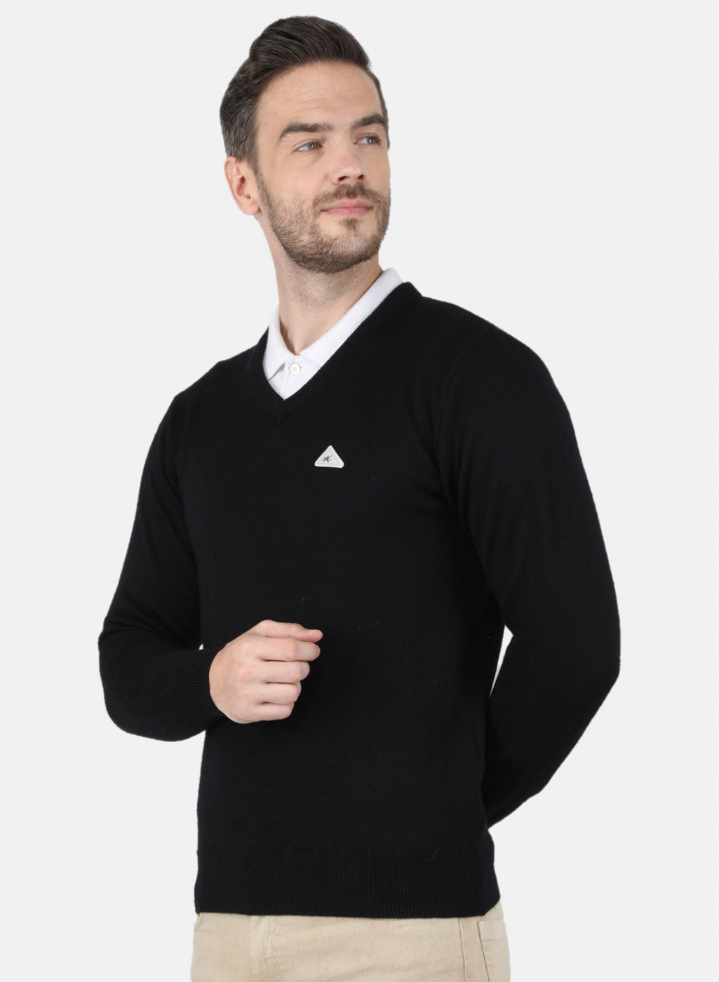 Men Black Solid Pullover