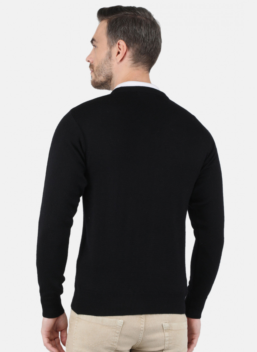 Men Black Solid Pullover