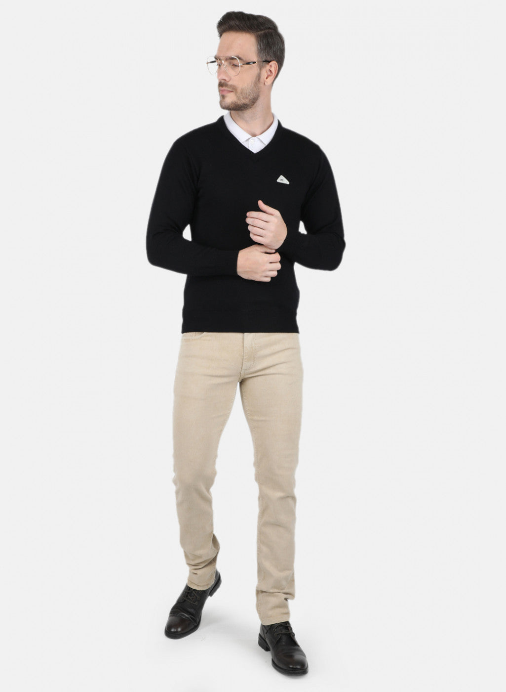 Men Black Solid Pullover