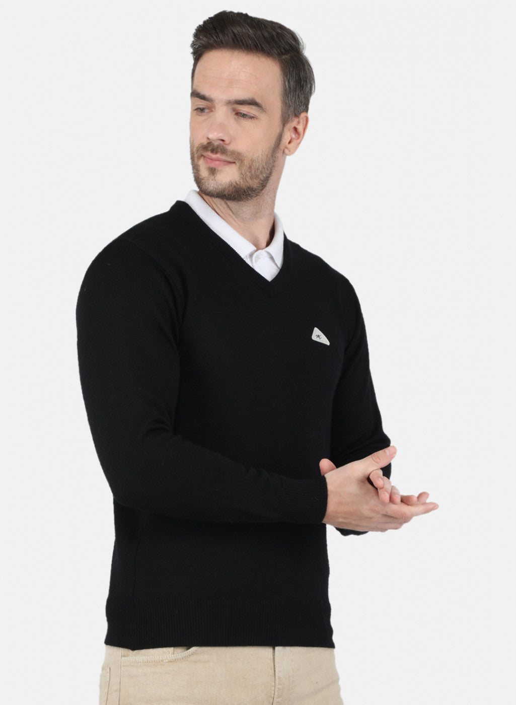 Men Black Solid Pullover