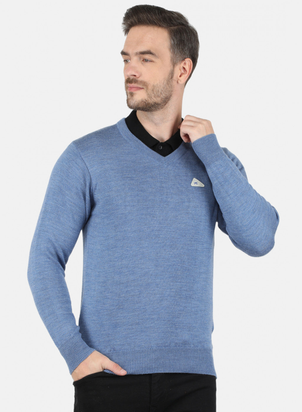 Men Blue Solid Pullover