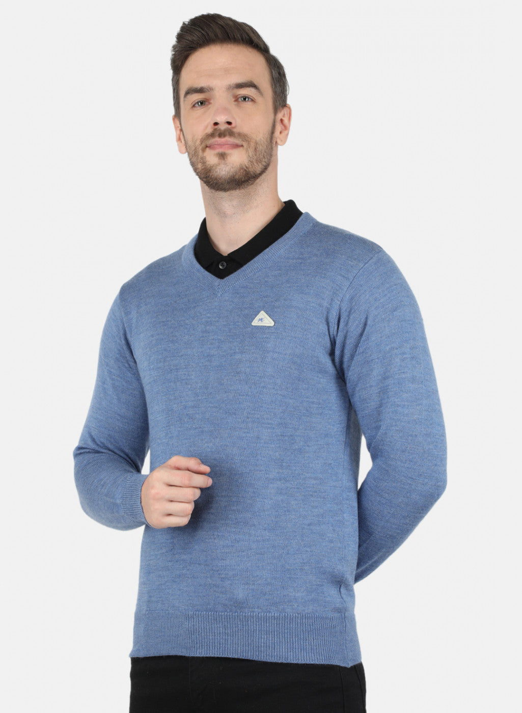 Men Blue Solid Pullover