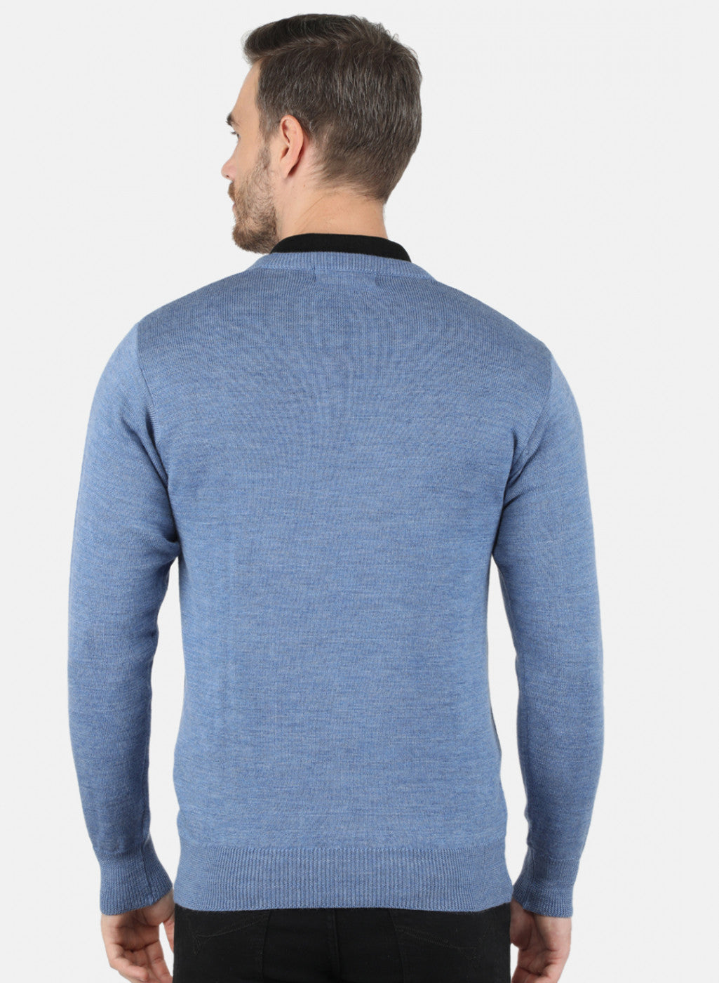 Men Blue Solid Pullover