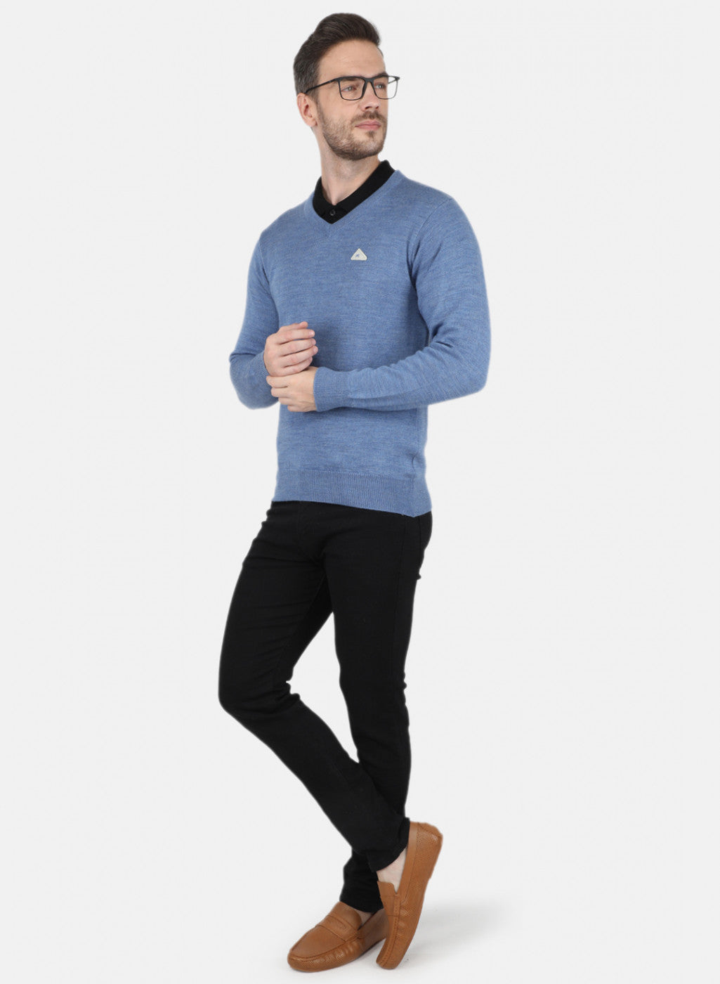 Men Blue Solid Pullover