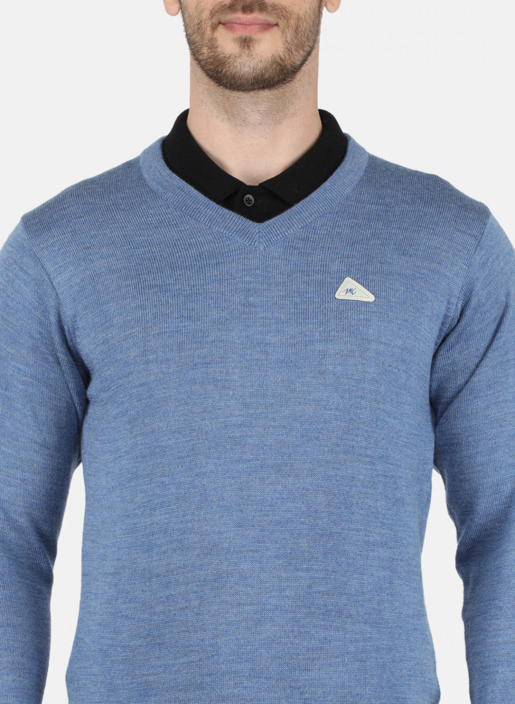 Men Blue Solid Pullover