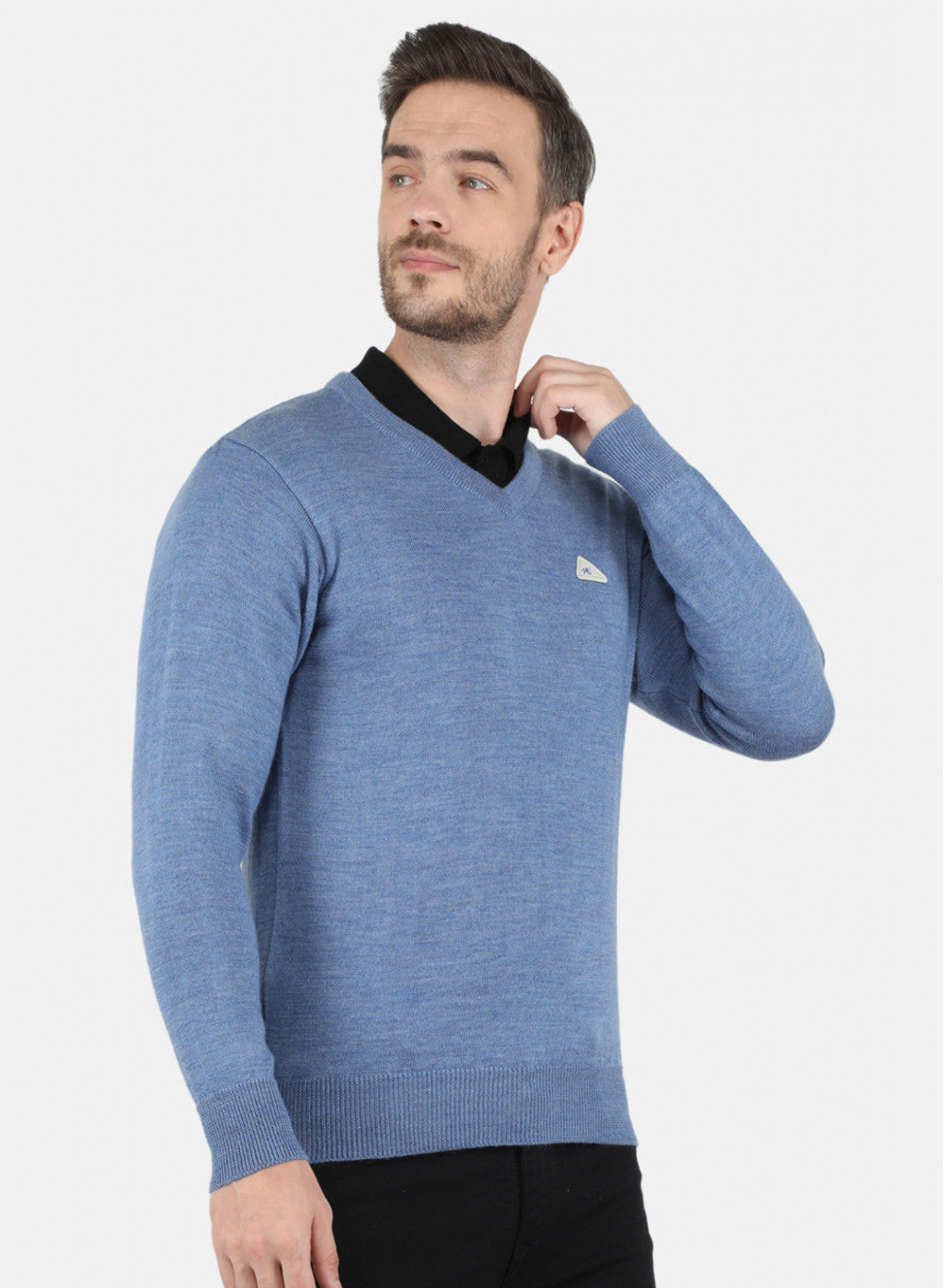 Men Blue Solid Pullover