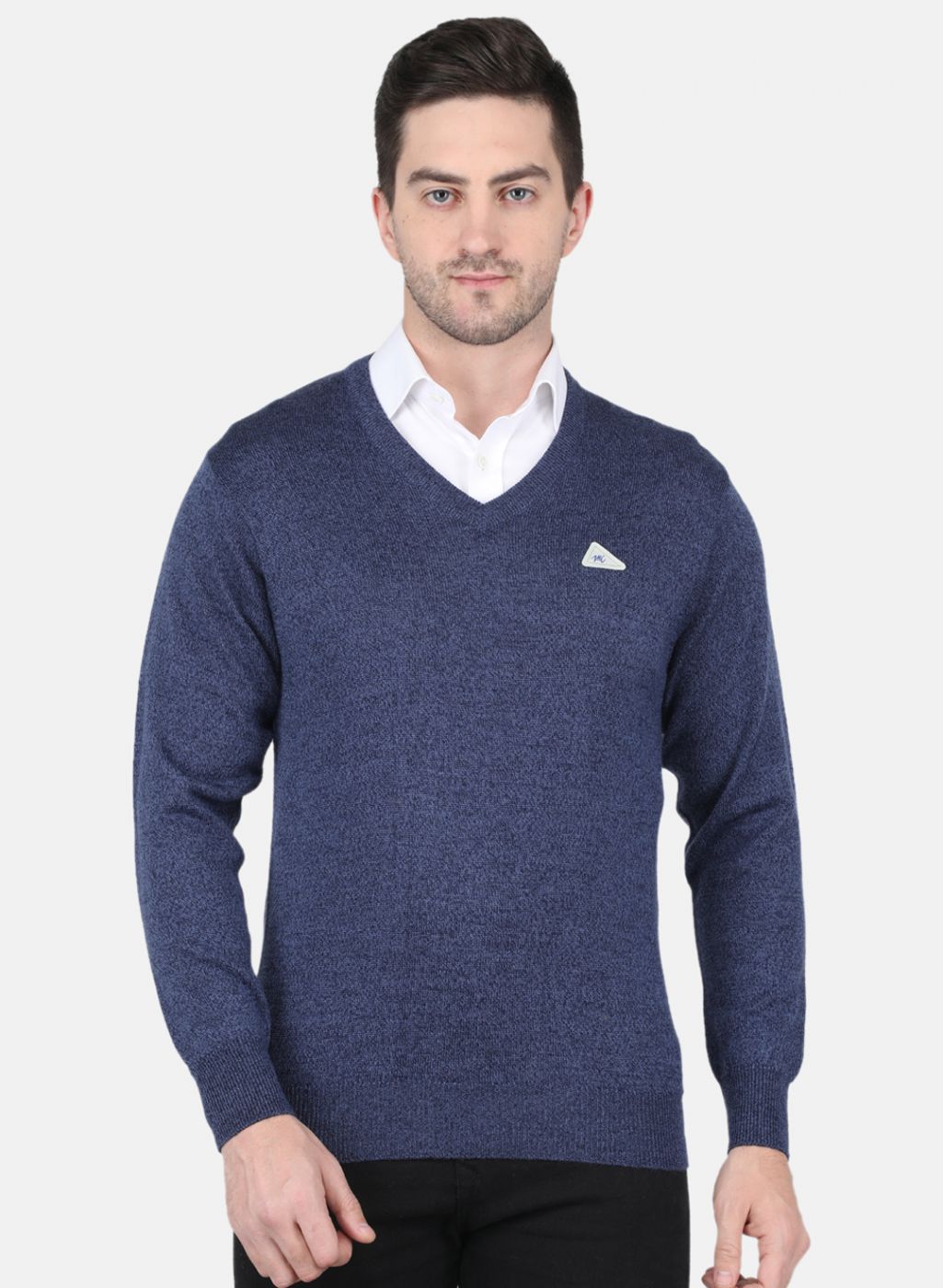 Men NAvy Blue Solid Pullover